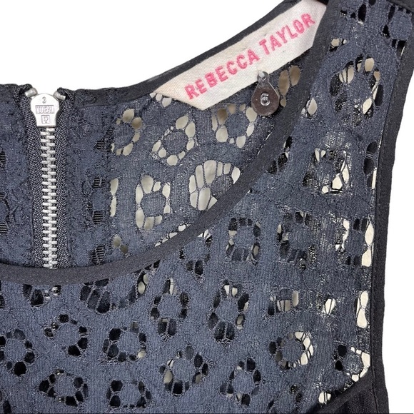 Rebecca Taylor Black Lace Panel Ponte Sleeveless Fit and Flare Dress Size 6 - Picture 6 of 8